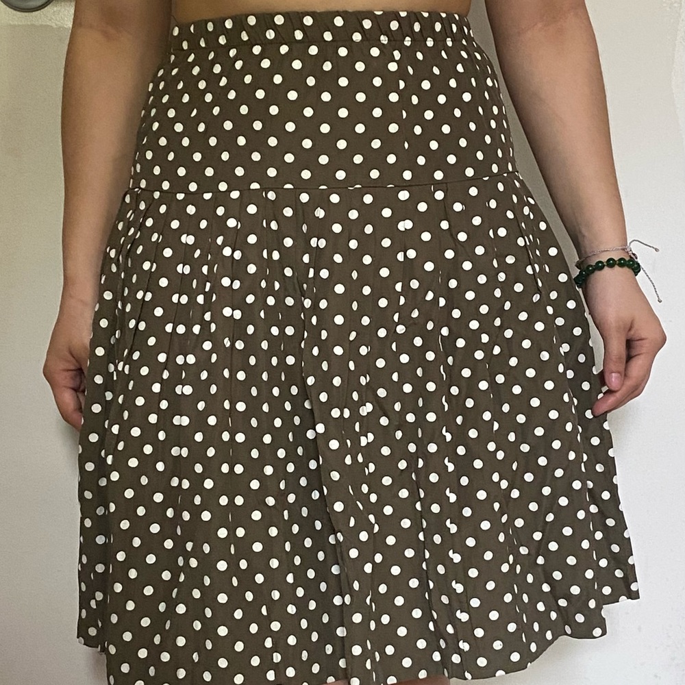 Green polka dot midi skirt